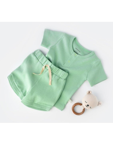 UP-BC-CSYW1019-9,Set tricou cu panataloni scurti - 100% bumbac organic - Mint, Baby Cosy
