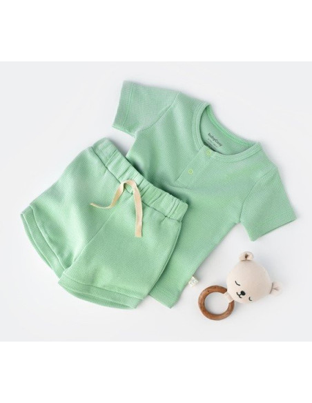 UP-BC-CSYW1019-9,Set tricou cu panataloni scurti - 100% bumbac organic - Mint, Baby Cosy