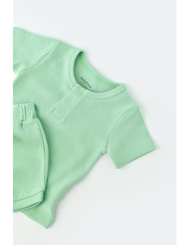 UP-BC-CSYW1019-9,Set tricou cu panataloni scurti - 100% bumbac organic - Mint, Baby Cosy