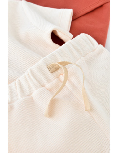 UP-BC-CSYW1020-3,Set tricou cu panataloni scurti - 100% bumbac organic - Ecru, Baby Cosy