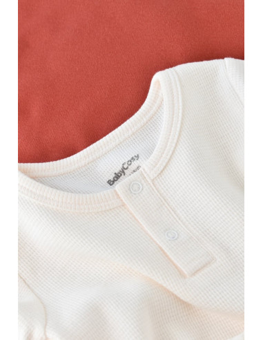UP-BC-CSYW1020-3,Set tricou cu panataloni scurti - 100% bumbac organic - Ecru, Baby Cosy