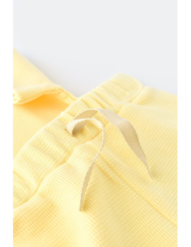 UP-BC-CSYW1022-3,Set tricou cu panataloni scurti - 100% bumbac organic - Galben, Baby Cosy