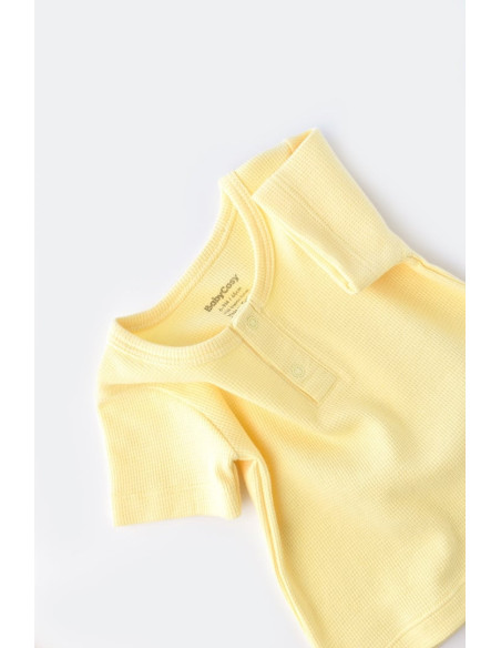 UP-BC-CSYW1022-3,Set tricou cu panataloni scurti - 100% bumbac organic - Galben, Baby Cosy