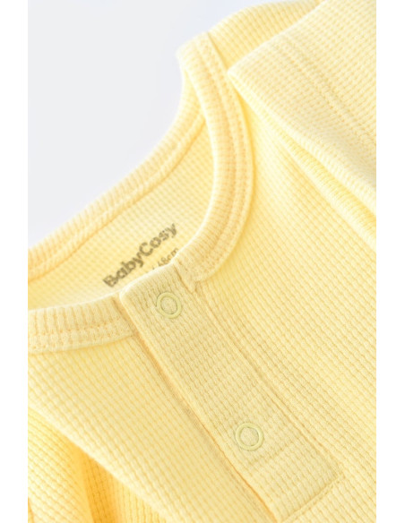 UP-BC-CSYW1022-3,Set tricou cu panataloni scurti - 100% bumbac organic - Galben, Baby Cosy