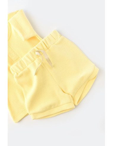 UP-BC-CSYW1022-3,Set tricou cu panataloni scurti - 100% bumbac organic - Galben, Baby Cosy