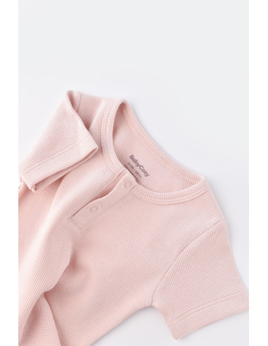 UP-BC-CSYW1023-3,Set tricou cu panataloni scurti - 100% bumbac organic - Roz, Baby Cosy