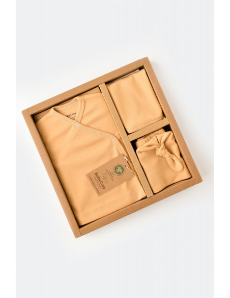 UP-BC-CSY5106,Set de 10 piese pentru nou nascut - 100% bumbac organic - Mustar, Baby Cosy