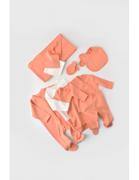 UP-BC-CSY5108,Set de 10 piese pentru nou nascut - 100% bumbac organic - Roz, Baby Cosy