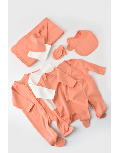 UP-BC-CSY5108,Set de 10 piese pentru nou nascut - 100% bumbac organic - Roz, Baby Cosy