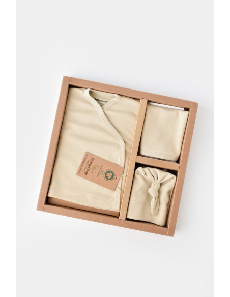 UP-BC-CSY5503,Set de 5 piese pentru nou nascut - 100% bumbac organic - Crem, Baby Cosy