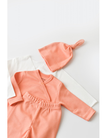 UP-BC-CSY5508,Set de 5 piese pentru nou nascut - 100% bumbac organic - Roz Piersica, Baby Cosy
