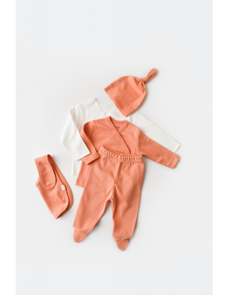 UP-BC-CSY5508,Set de 5 piese pentru nou nascut - 100% bumbac organic - Roz Piersica, Baby Cosy