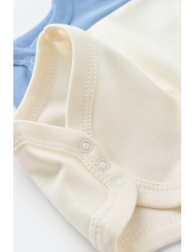 UP-BC-CSY3018-3,Set 2 body-uri fara maneci bebe unisex -100% bumbac organic - Ecru/Bleu, Baby Cosy