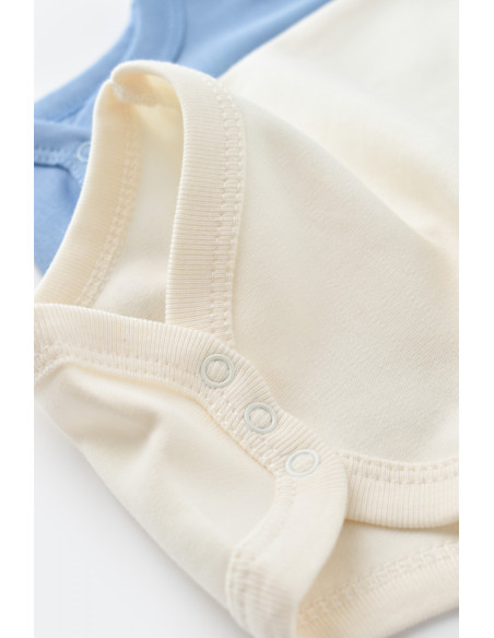 UP-BC-CSY3018-3,Set 2 body-uri fara maneci bebe unisex -100% bumbac organic - Ecru/Bleu, Baby Cosy