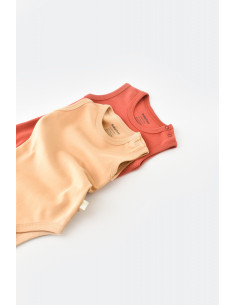 UP-BC-CSY3020-3,Set 2 body-uri fara maneci bebe unisex -100% bumbac organic - Mustar/ Scortisoara, Baby Cosy 2