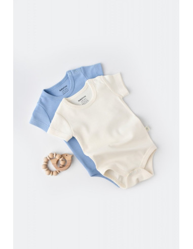 UP-BC-CSY3021-3,Set 2 body-uri bebe unisex -100% bumbac organic - Ecru/Bleu, Baby Cosy