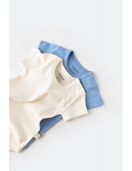 UP-BC-CSY3021-3,Set 2 body-uri bebe unisex -100% bumbac organic - Ecru/Bleu, Baby Cosy
