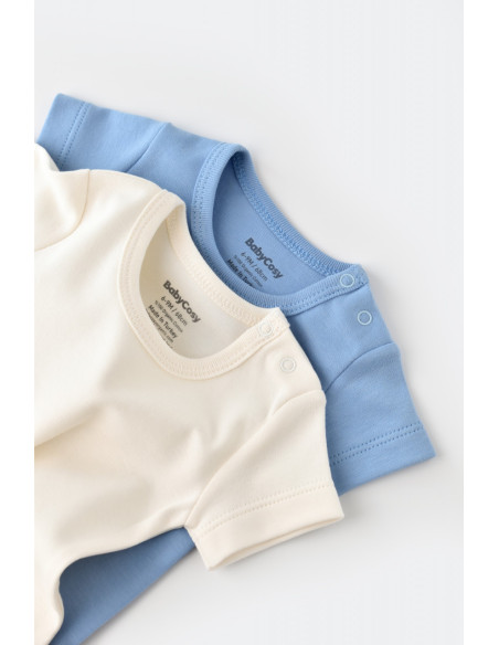 UP-BC-CSY3021-3,Set 2 body-uri bebe unisex -100% bumbac organic - Ecru/Bleu, Baby Cosy