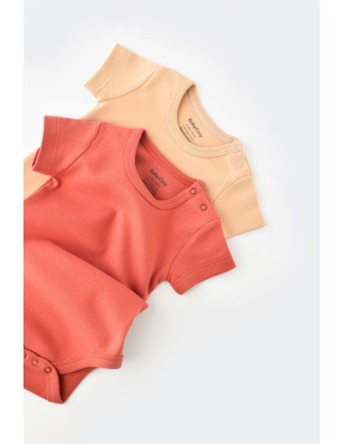 UP-BC-CSY3023-3,Set 2 body-uri bebe unisex -100% bumbac organic - Mustar/ Scortisoara, Baby Cosy
