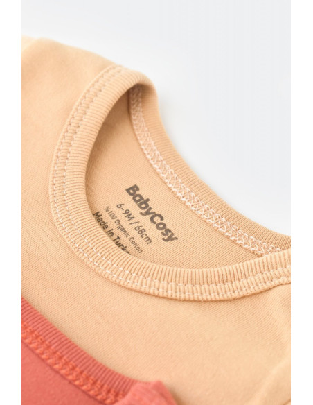 UP-BC-CSY3023-3,Set 2 body-uri bebe unisex -100% bumbac organic - Mustar/ Scortisoara, Baby Cosy