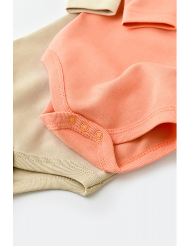 UP-BC-CSY3025-3,Set 2 body-uri cu maneca lunga bebe unisex -100% bumbac organic - Roz/Crem, Baby Cosy