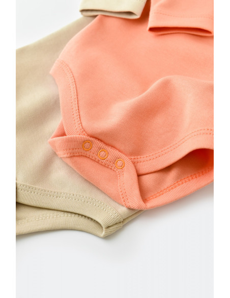 UP-BC-CSY3025-3,Set 2 body-uri cu maneca lunga bebe unisex -100% bumbac organic - Roz/Crem, Baby Cosy