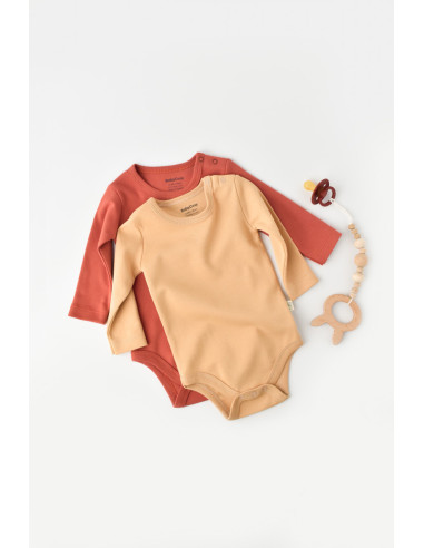 UP-BC-CSY3026-3,Set 2 body-uri cu maneca lunga bebe unisex -100% bumbac organic - Mustar/Scoartisoara, Baby Cosy