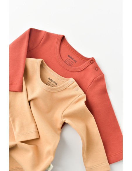 UP-BC-CSY3026-3,Set 2 body-uri cu maneca lunga bebe unisex -100% bumbac organic - Mustar/Scoartisoara, Baby Cosy