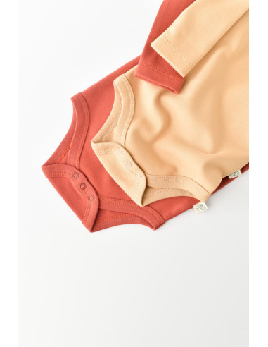 UP-BC-CSY3026-3,Set 2 body-uri cu maneca lunga bebe unisex -100% bumbac organic - Mustar/Scoartisoara, Baby Cosy