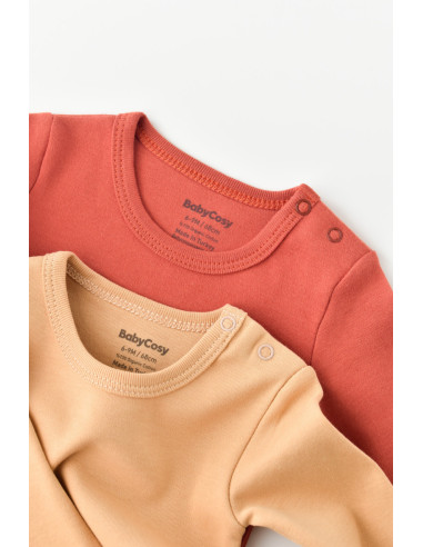 UP-BC-CSY3026-3,Set 2 body-uri cu maneca lunga bebe unisex -100% bumbac organic - Mustar/Scoartisoara, Baby Cosy