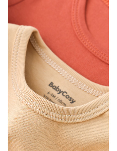 UP-BC-CSY3026-3,Set 2 body-uri cu maneca lunga bebe unisex -100% bumbac organic - Mustar/Scoartisoara, Baby Cosy