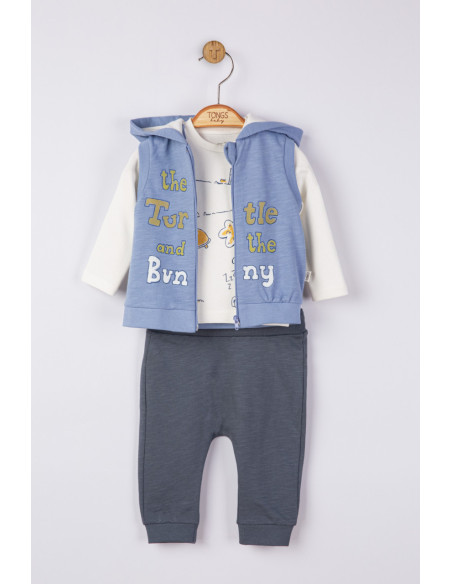 UP-tgs_4064_7,Set 3 piese: pantaloni, bluzita si vestuta pentru bebelusi, Tongs baby, Somon