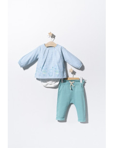 UP-tgs_2915_1,Set bluzita de vara cu pantalonasi pentru bebelusi Cats, Tongs baby (Culoare: Albastru, Marime: 12-18 Luni)