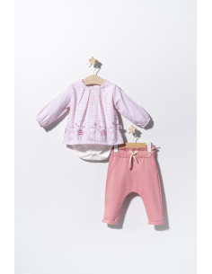 UP-tgs_2915_7,Set bluzita de vara cu pantalonasi pentru bebelusi Cats, Tongs baby (Culoare: Roz, Marime: 6-9 luni)