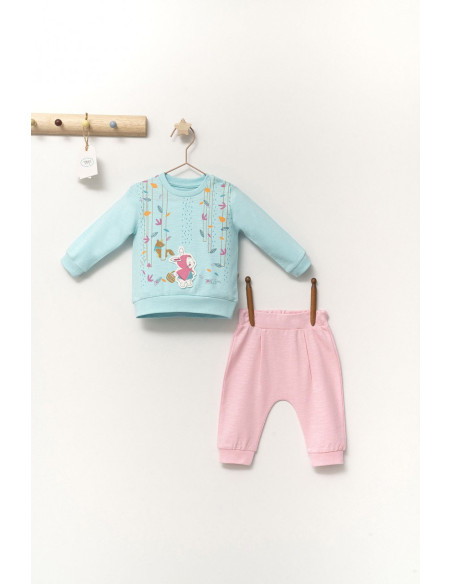 UP-tgs_4362_3,Set de 2 piese de trening Scufita rosie pentru bebelusi, Tongs baby, Turcoaz