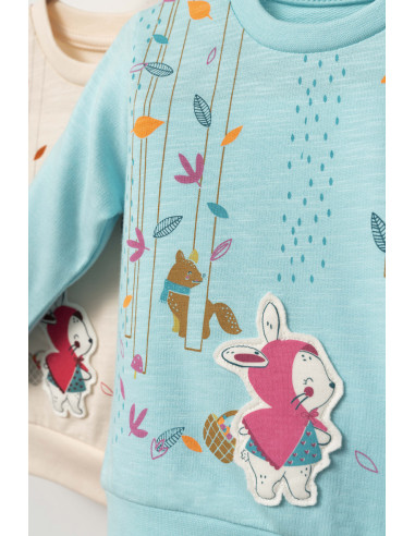 UP-tgs_4362_3,Set de 2 piese de trening Scufita rosie pentru bebelusi, Tongs baby, Turcoaz