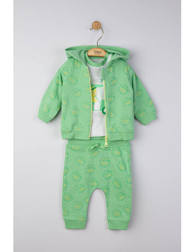 UP-tgs_4128_8,Set 3 piese: pantaloni, tricou si hanorac pentru bebelusi, Tongs baby, Corai