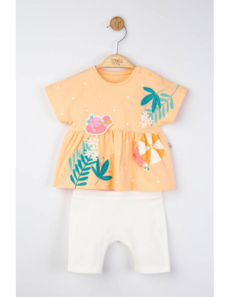 UP-tgs_4162_8,Set tricou de vara cu pantalonasi pentru fetite, Tongs baby, Somon