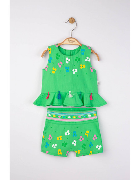 UP-tgs_4271_10,Set elegant bluzita de vara cu pantalonasi pentru fetite Ciucurasi, Tongs baby, Verde