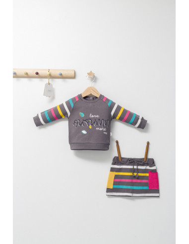UP-tgs_4433_1,Set 2 piese cu bluzita si fustita pentru fetite Colorful autum, Tongs baby, Albastru
