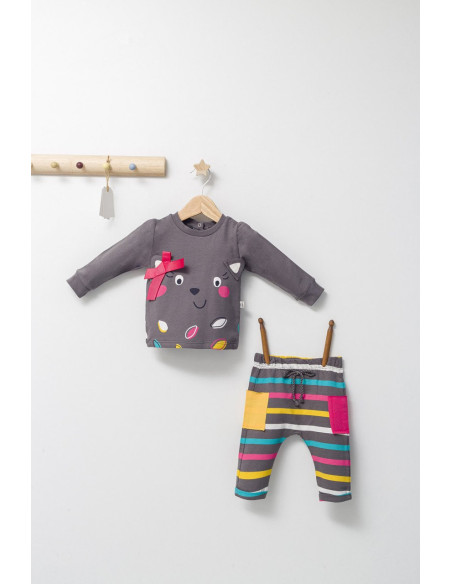 UP-tgs_4432_8,Set 2 piese cu bluzita si pantalonasi pentru fetite Colorful autum, Tongs baby, Gri