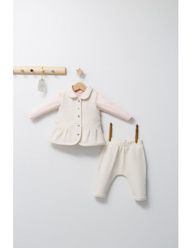 UP-tgs_4465-10,Set 3 piese: pantaloni, bluzita si vestuta eleganta pentru bebelusi Paris Love, Tongs baby, Vernil