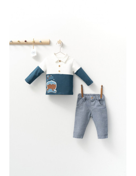 UP-tgs_4406-3,Set cu blugi si bluzita cu guleras pentru bebelusi Monster, Tongs baby, Gri