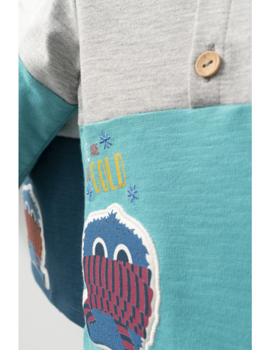 UP-tgs_4406-3,Set cu blugi si bluzita cu guleras pentru bebelusi Monster, Tongs baby, Gri