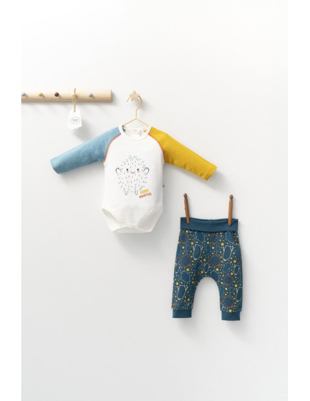 UP-tgs_4403-7,Set cu pantalonasi si body cu maneca lunga pentru bebelusi Monster, Tongs baby, Bleumarin