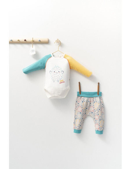 UP-tgs_4403-7,Set cu pantalonasi si body cu maneca lunga pentru bebelusi Monster, Tongs baby, Bleumarin