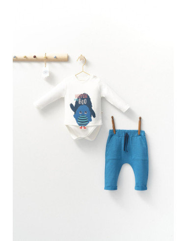 UP-tgs_4402-8,Set cu pantalonasi cu buzunare si body cu maneca lunga pentru bebelusi Monster, Tongs baby, Galben