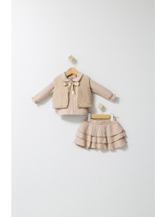 UP-tgs_4562-1,Set 3 piese: fustita, bluzita si vestuta eleganta pentru bebelusi Fun Penguin, Tongs baby, Gri 2