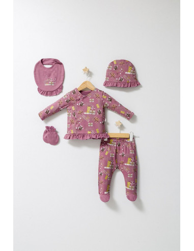 UP-tgs_4568-1,Set de 5 piese pentru nou nascut Fun Penguin, Tongs baby (Culoare: Gri)