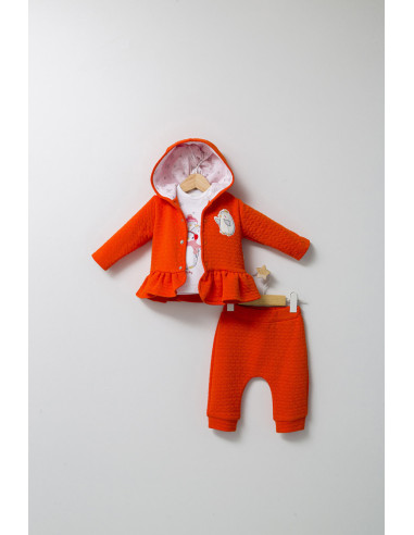 UP-tgs_4534-10,Set 3 piese: pantaloni, bluzita si hainuta cu gluga eleganta pentru bebelusi Crazy Penguins, Tongs baby, Galben